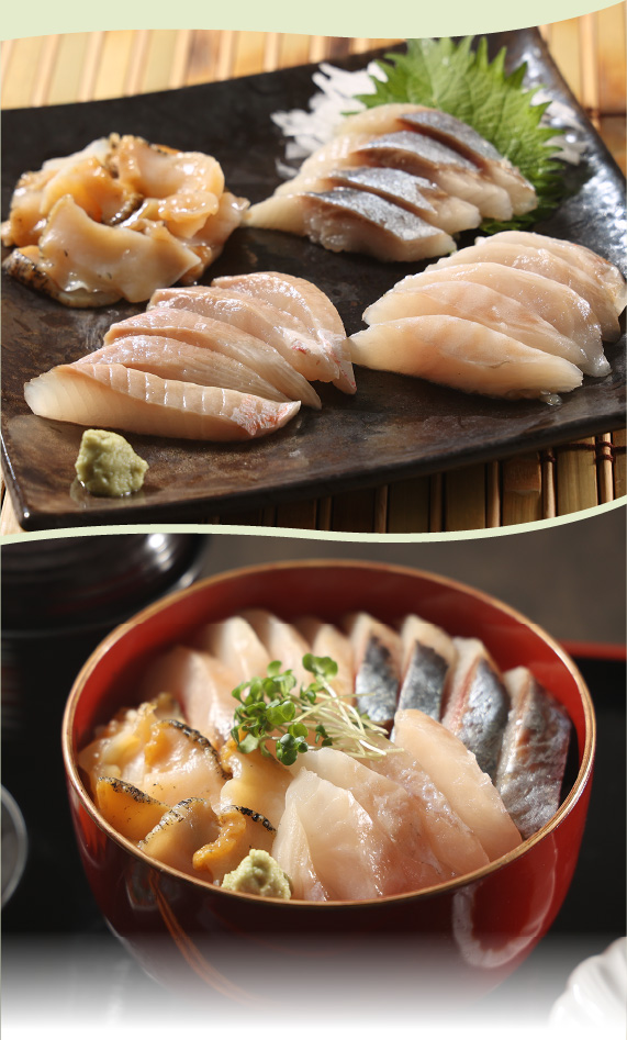 白い海鮮丼の具4種