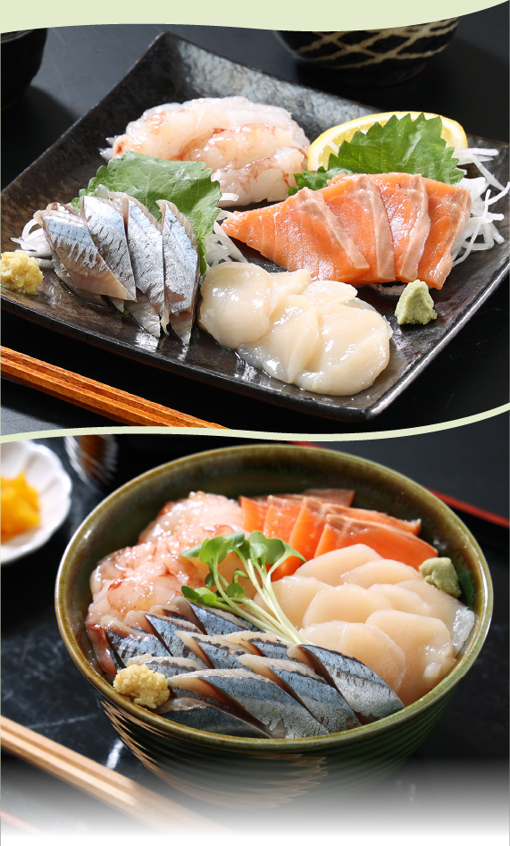 根室のさんま入り4種の海鮮丼の具