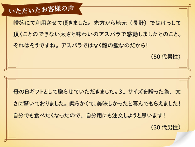 十勝産グリーンアスパラ「龍の髭」