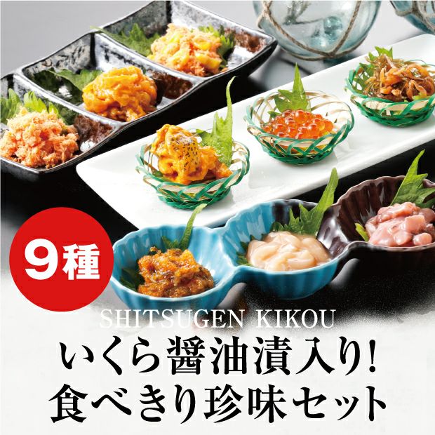 とても美味しそうな9種類の珍味