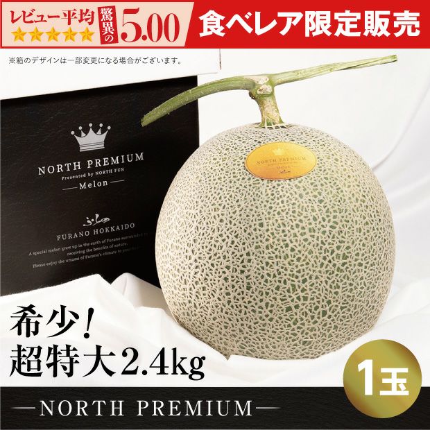 【食べレア限定】 富良野メロン NORTH PREMIUM 約2.4kg以上 1玉