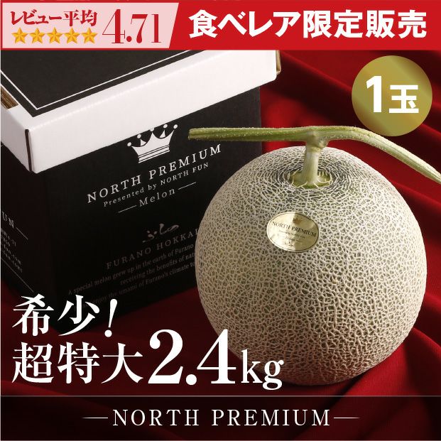 【食べレア限定】 富良野メロン NORTH PREMIUM 約2.4kg以上 1玉