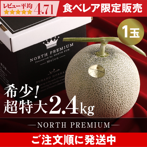 【食べレア限定】 富良野メロン NORTH PREMIUM 約2.4kg以上 1玉