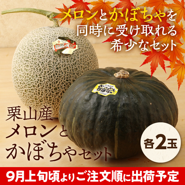 栗山産　メロンとかぼちゃセット　各2玉