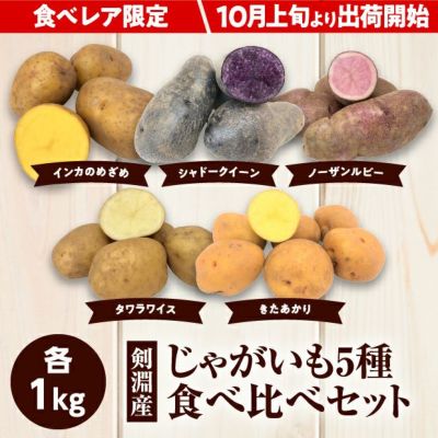 食べレア限定】【数量限定】剣淵産 じゃがいも5種 食べ比べセット