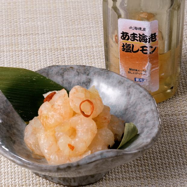 プリプリで美味しそうなあま海老と瓶