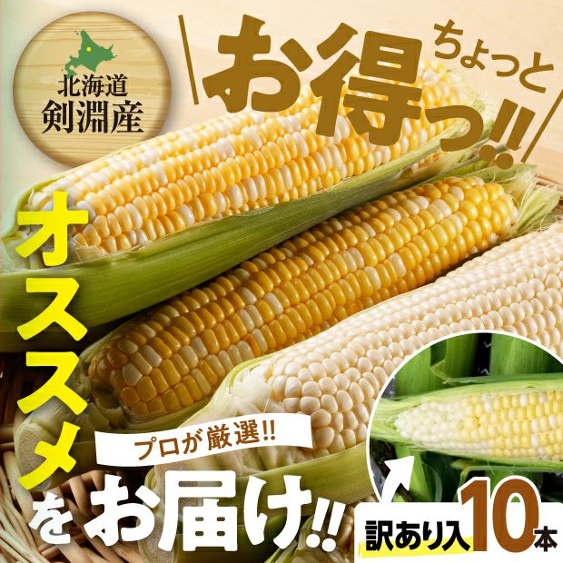 訳ありおまかせ10本｜上川 けんぶちVIVAマルシェ｜とうもろこし｜食べ