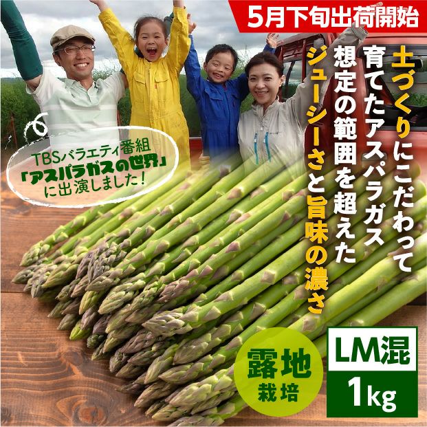 びばい産　露地栽培グリーンアスパラ　LM混　1㎏