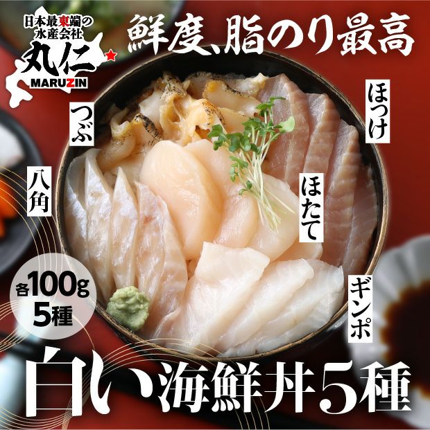 北海道　ねむろの白い海鮮丼の具（5種）
